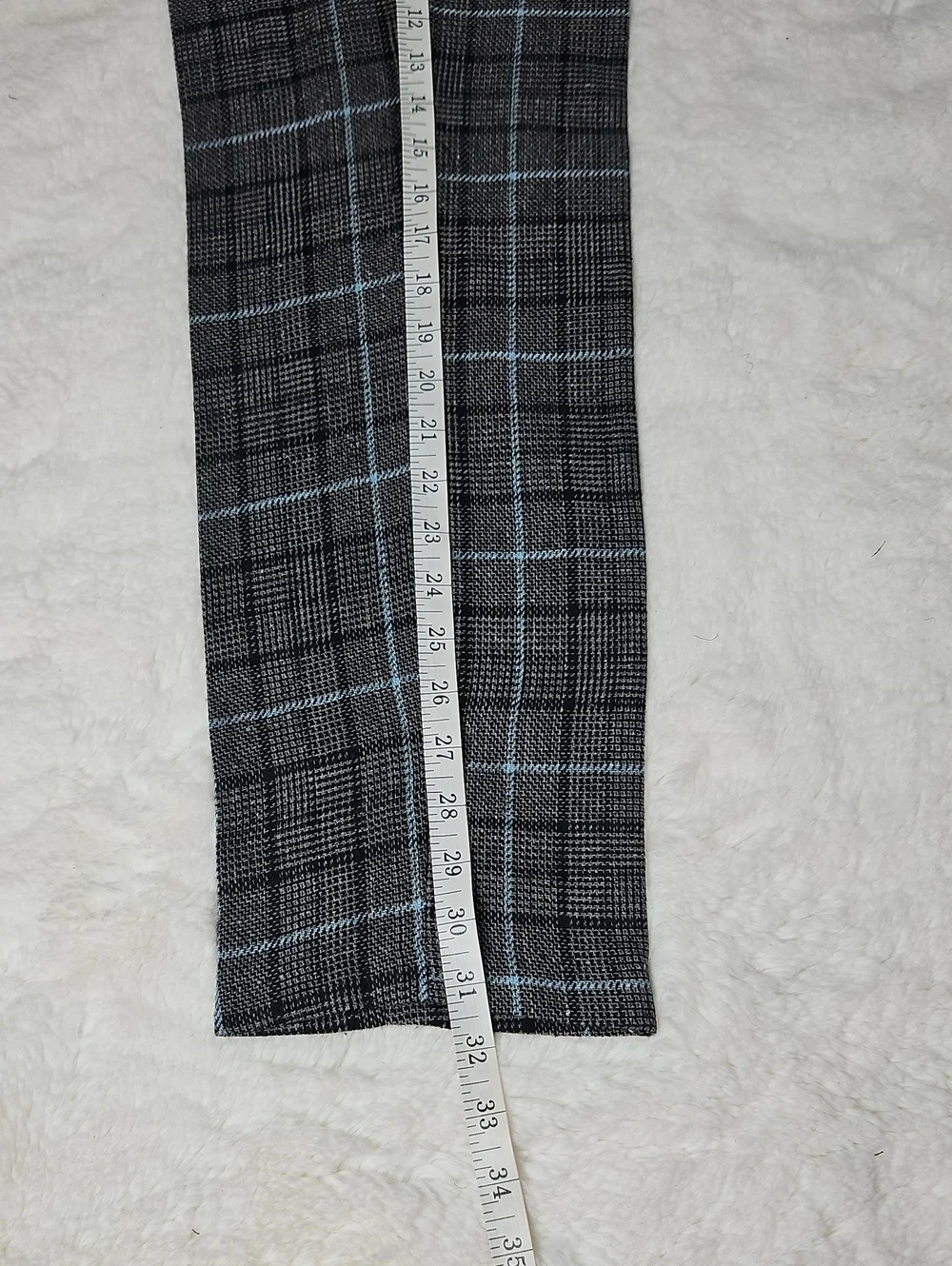 Men's Gray Plaid 3 Piece Suit with Light Blue Windowpane